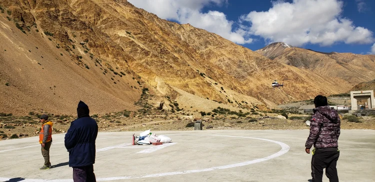 Trekkers crossing the suspension bridge at Hilsa in Upper Humla near the Nepal–Tibet border.