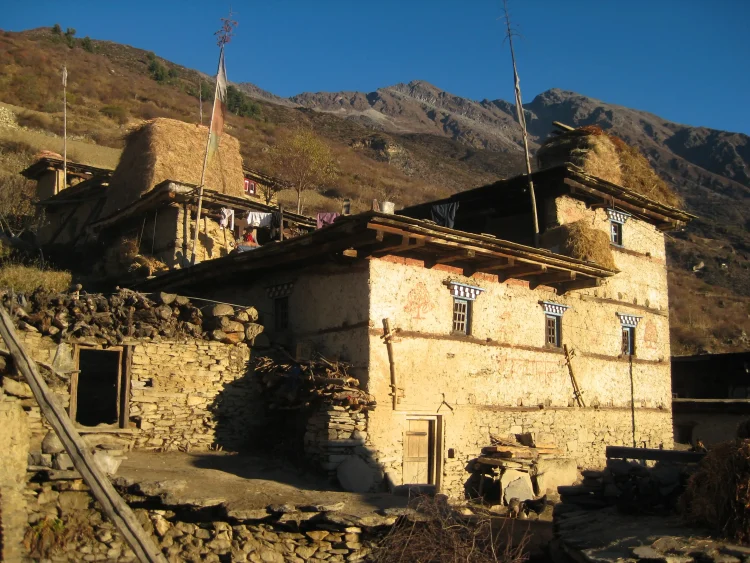 Traditional stone houses in a Nyinba village, upper Nyin Valley