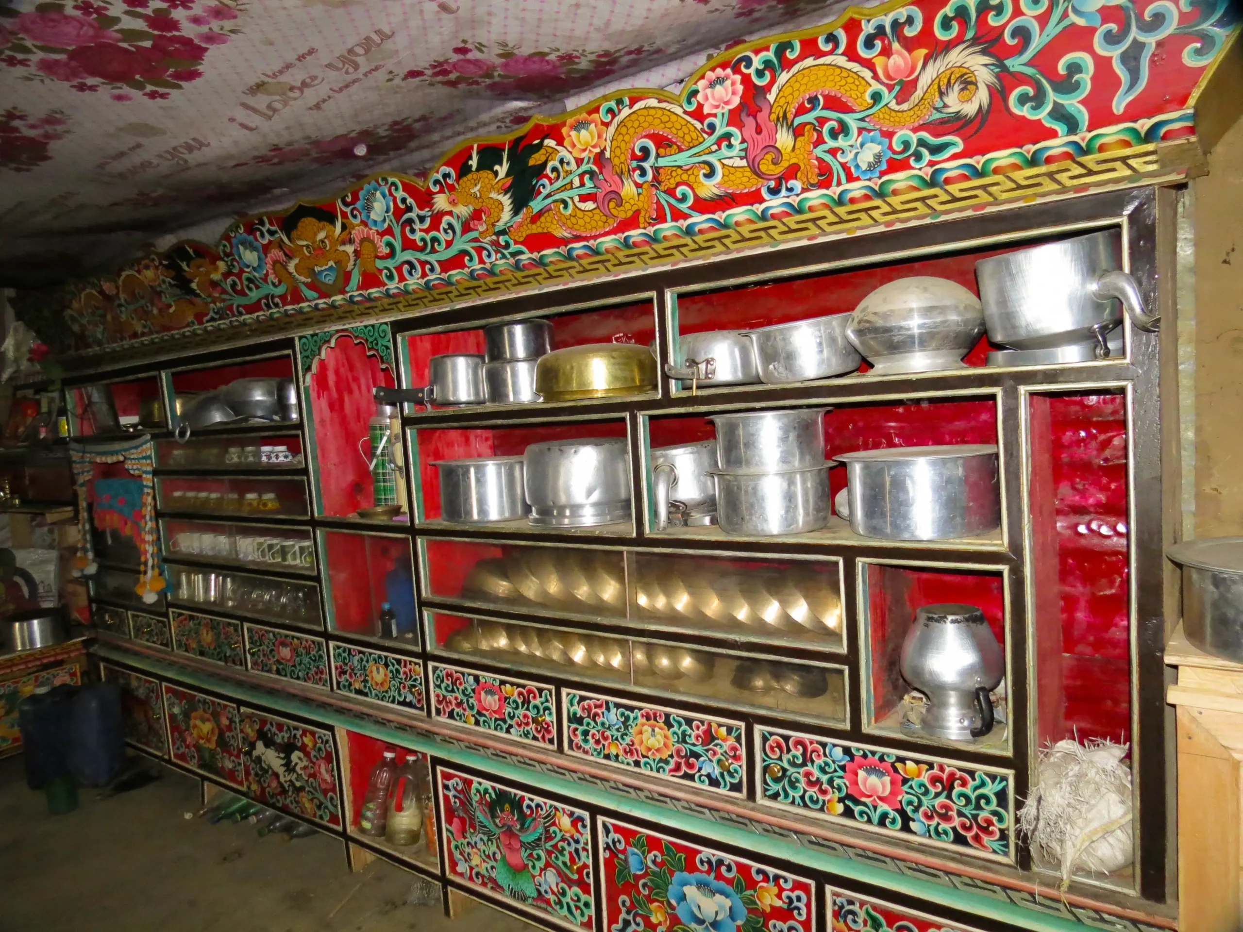 Traditional Nyinba house interior - authentic homestay, Nyin Valley Trek, Humla Nepal
