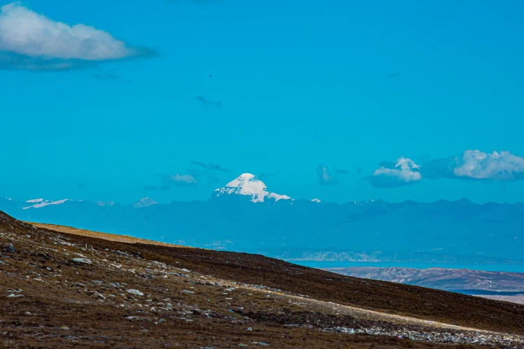 Mount Kailash view from Lapcha Syar on the Humla Limi Valley motorcycle tour